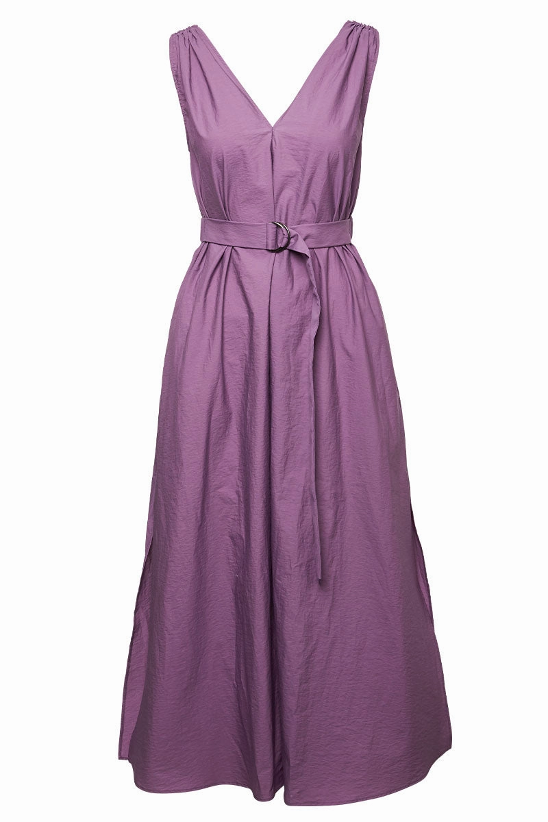 Techno Poplin Belted Dress Cool Structure Church Scene