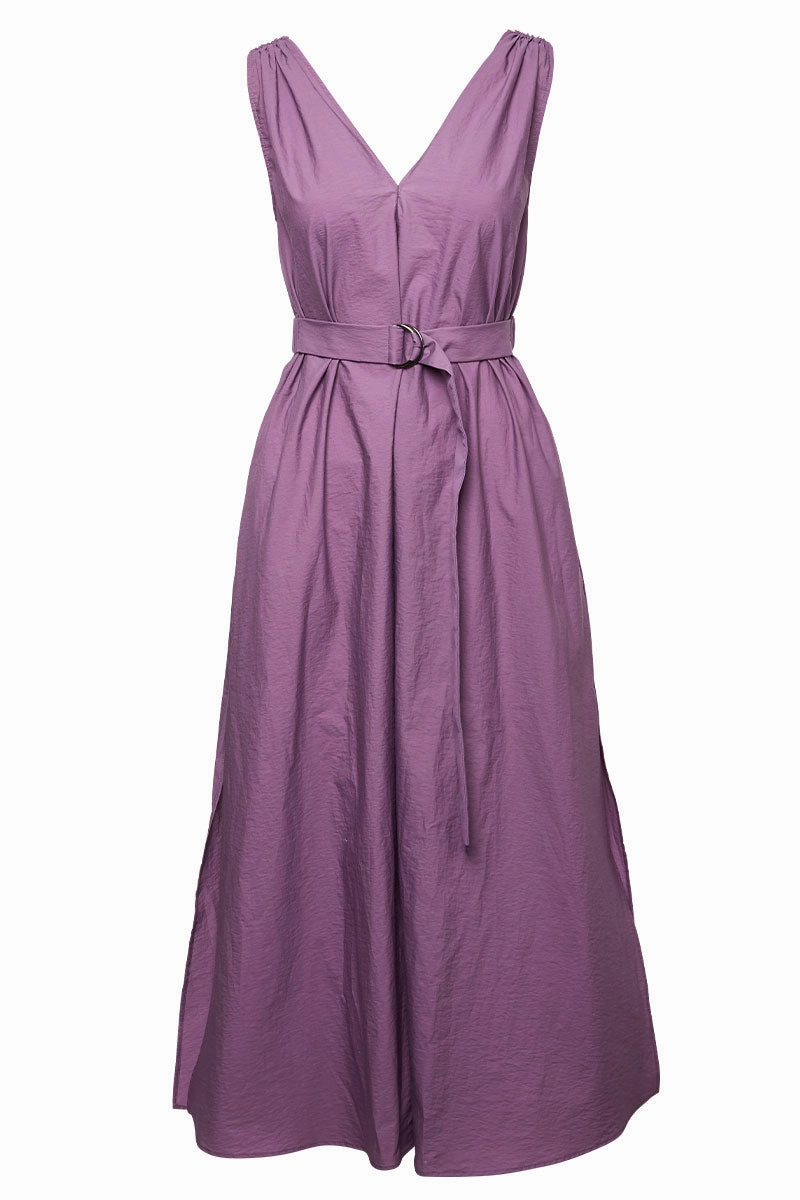 Techno Poplin Belted Dress Wide Swing Polished Layer