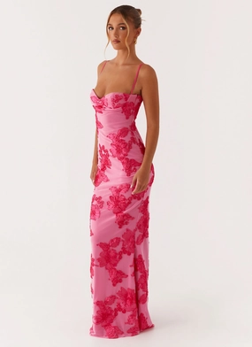 That Girl Maxi Dress - Pink Side Tie Smart And Comfortable