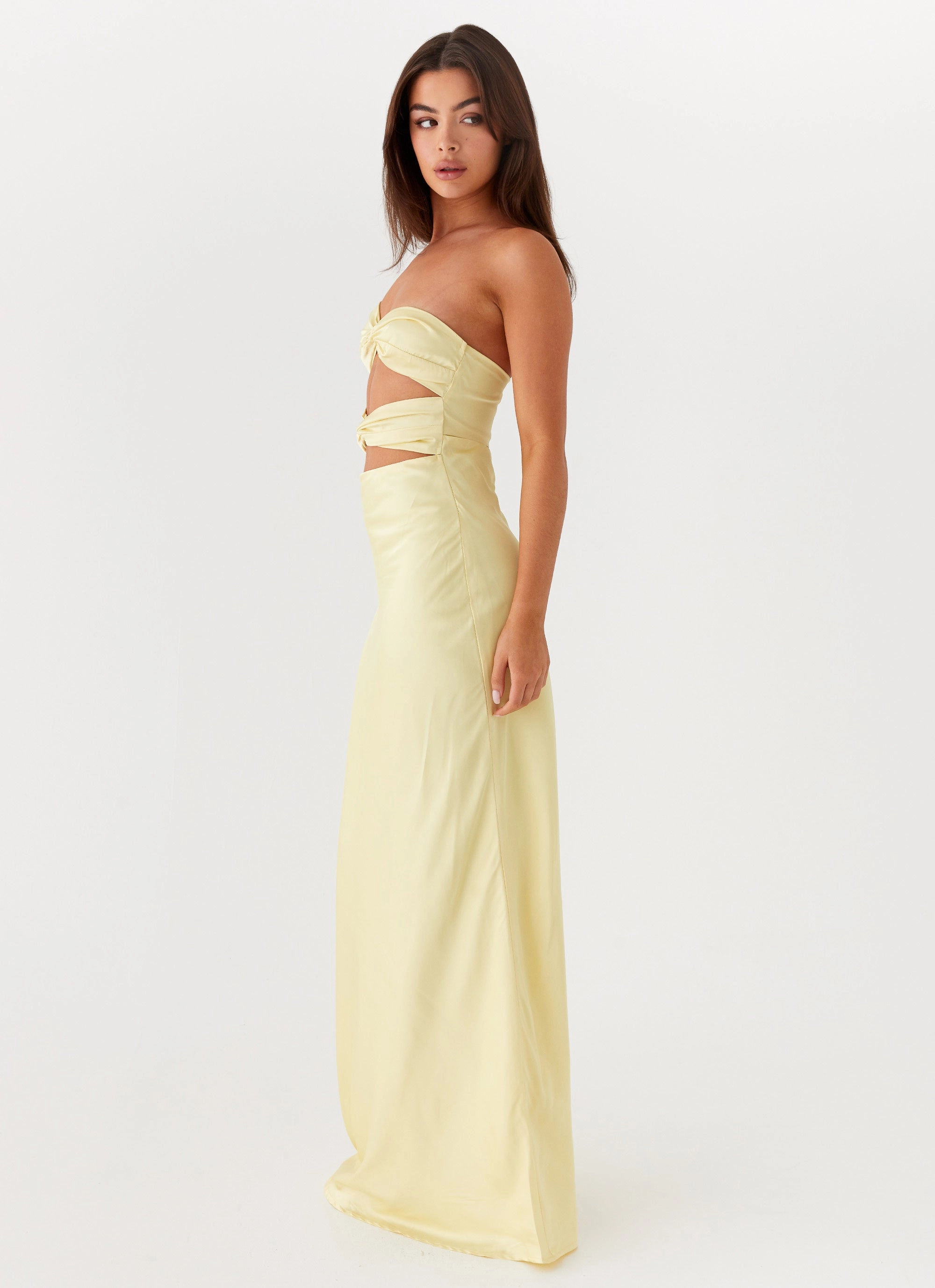 Classic Touch Tianna Strapless Maxi Dress - Yellow