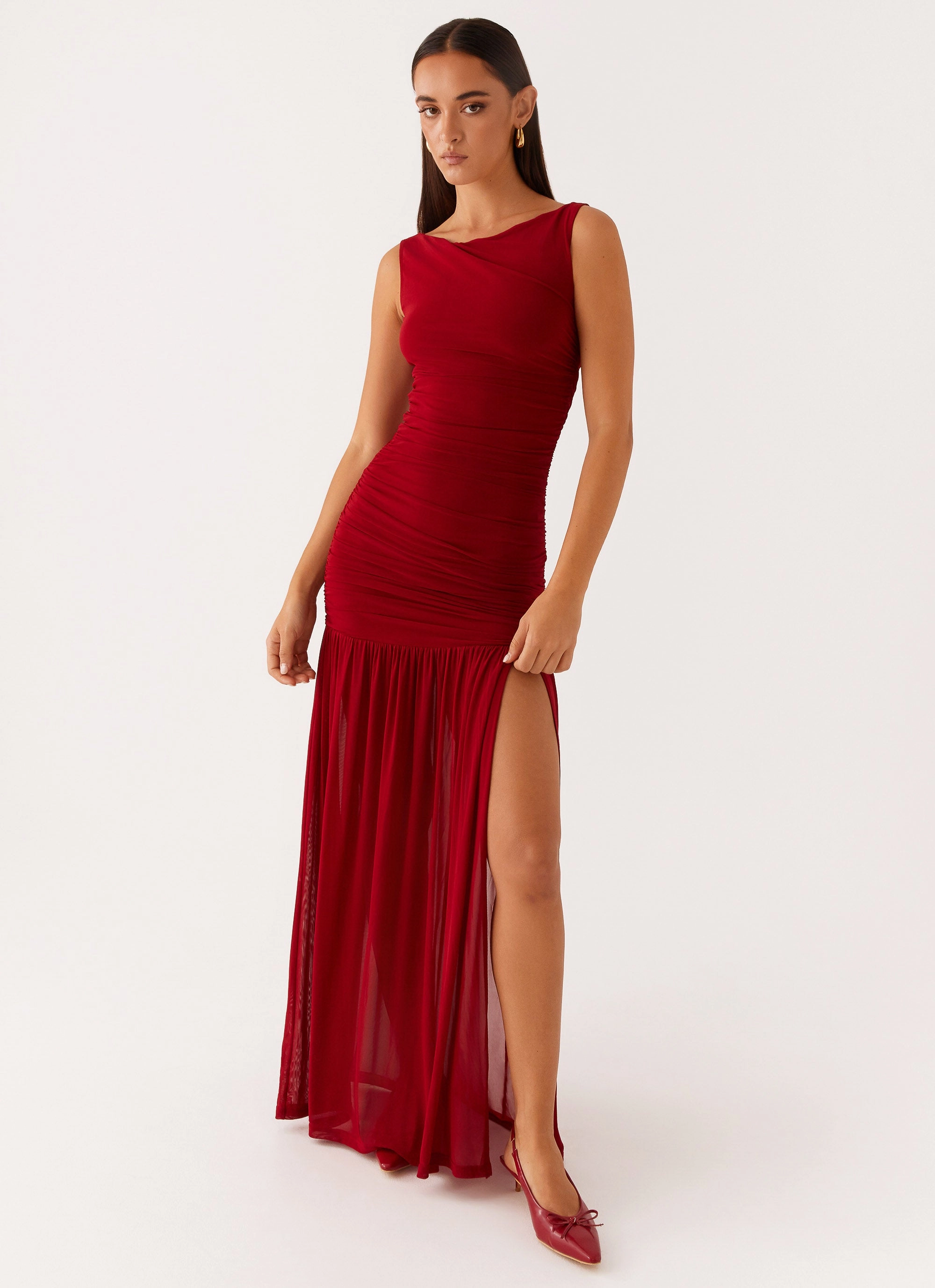Manon Maxi Dress - Red Layered Design