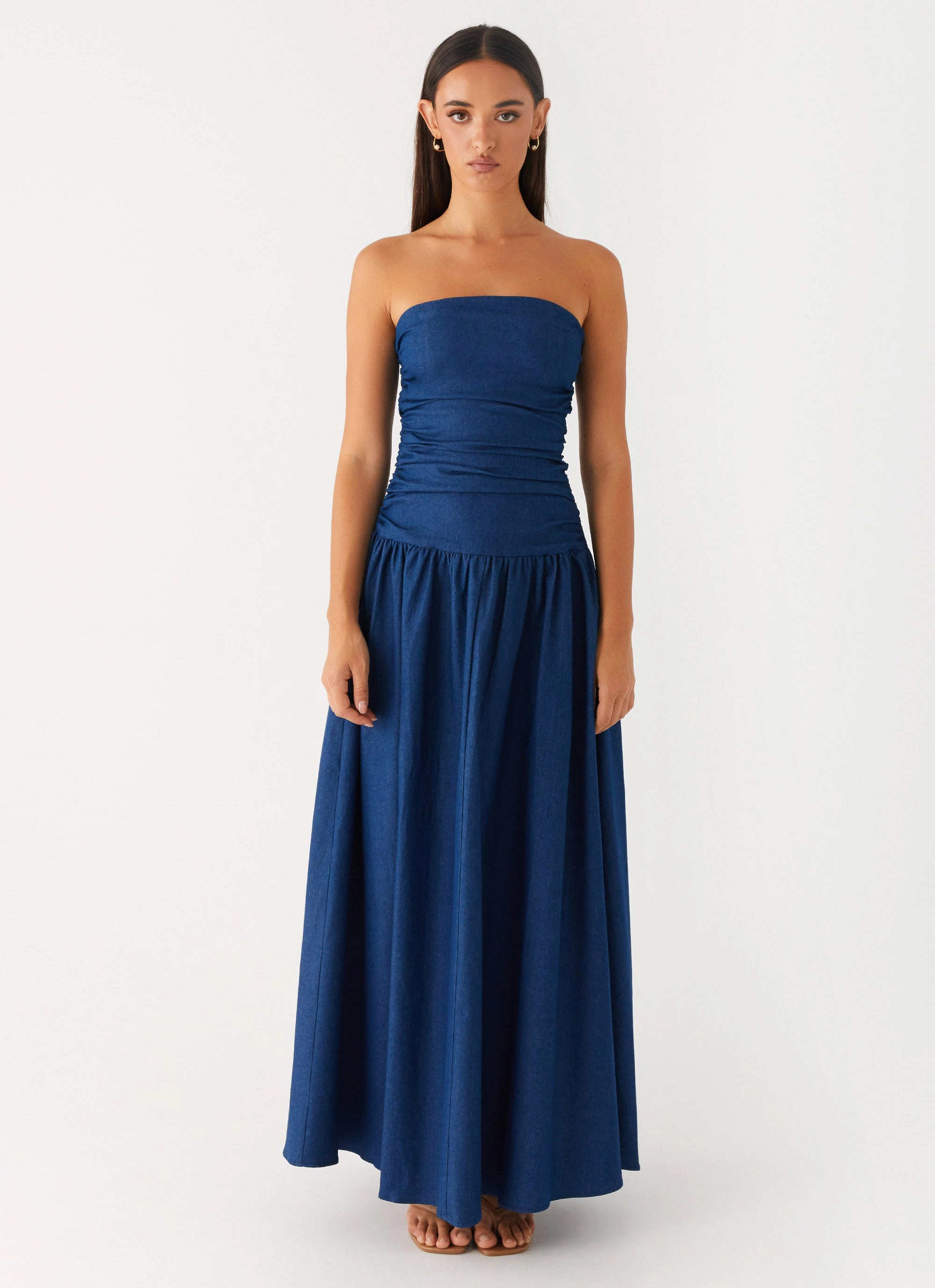 Minimal Detail Carmel Denim Maxi Dress - Indigo