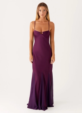 Feminine off-the-shoulder gown Ravello Maxi Dress - Mulberry