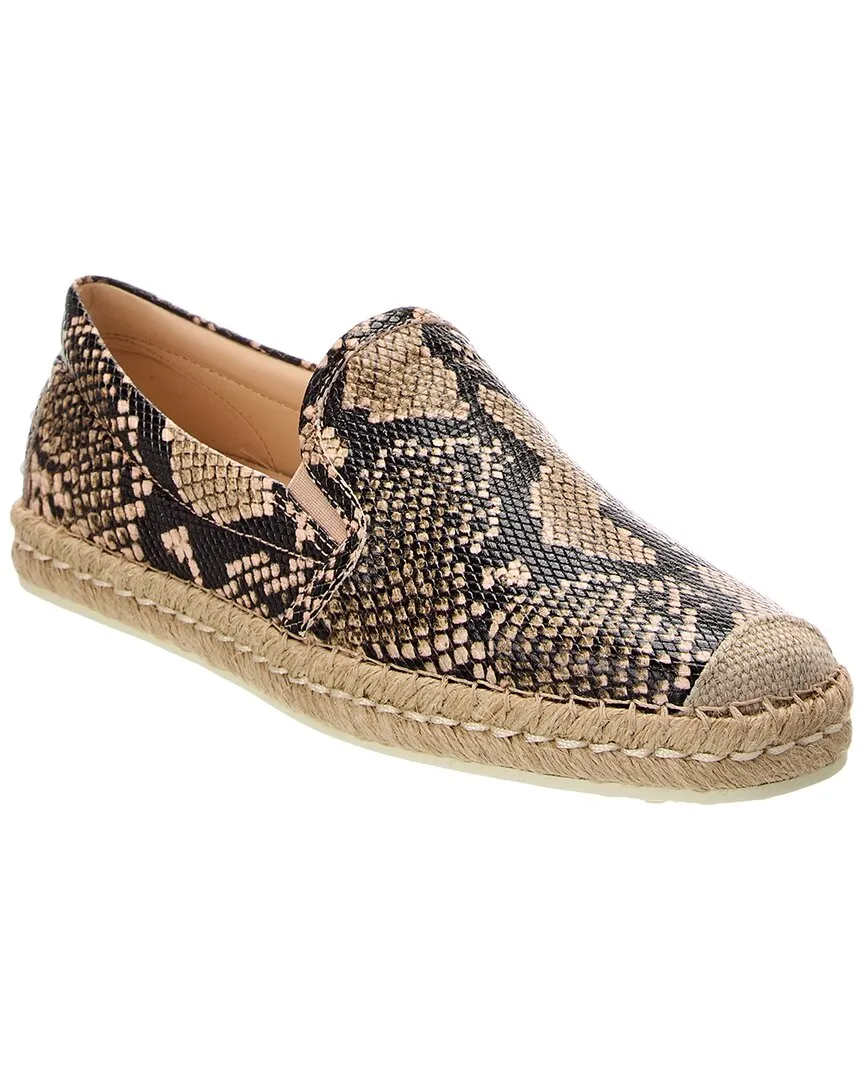 TOD??s Snake-Embossed Leather Espadrille Trendy