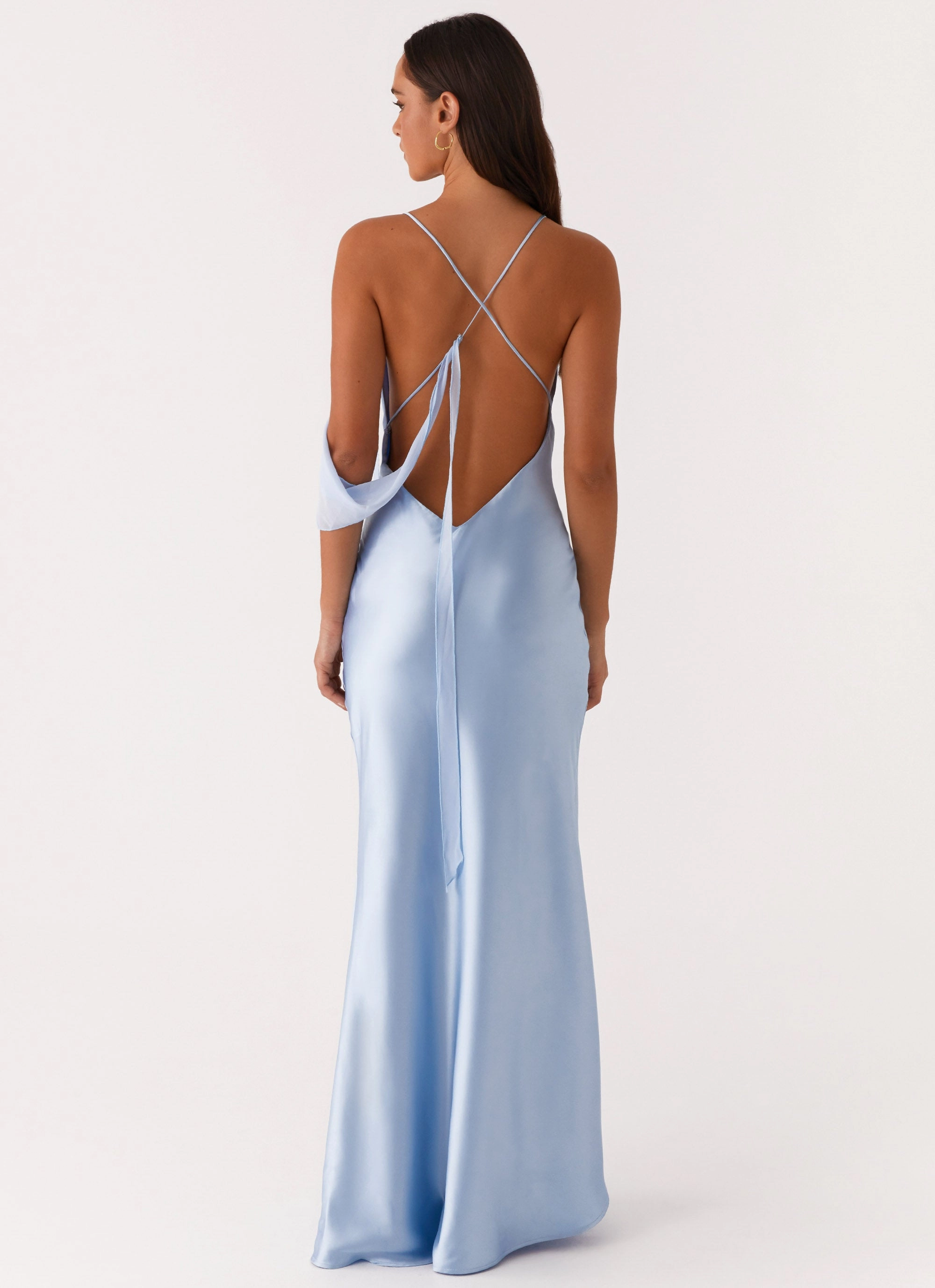 Eco-friendly Too Sweet Satin Maxi Dress - Blue