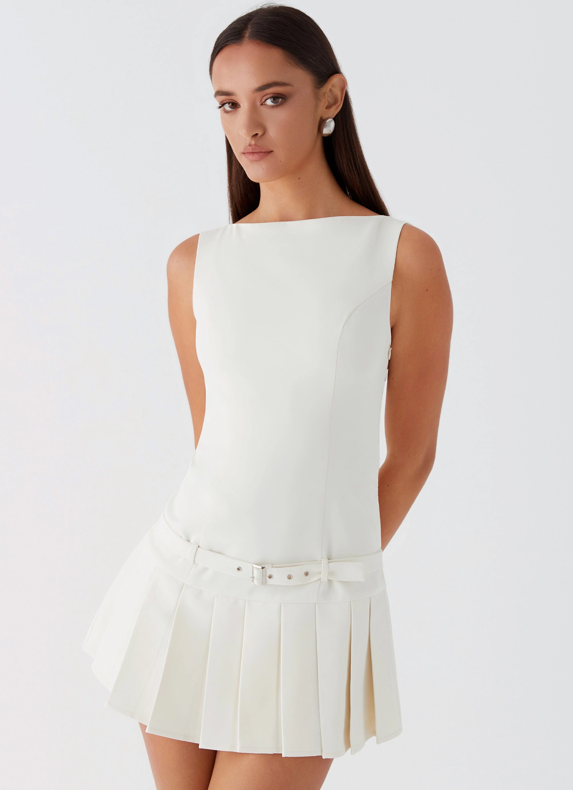 Perfect Style No More Excuses Belt Mini Dress - Ivory