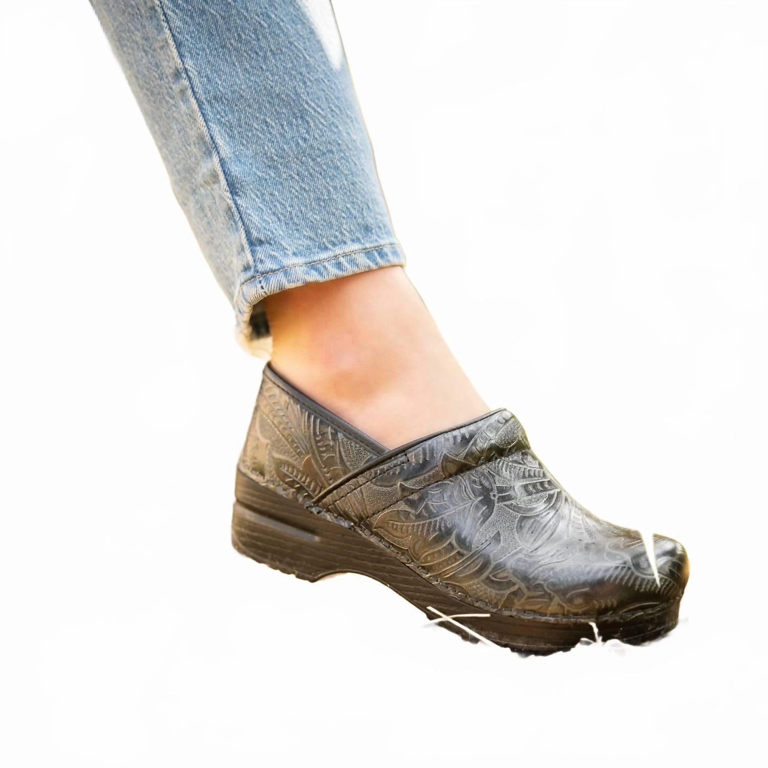 Beach Ready Slip Secure fit Women's Professional Clog In Black Tooled