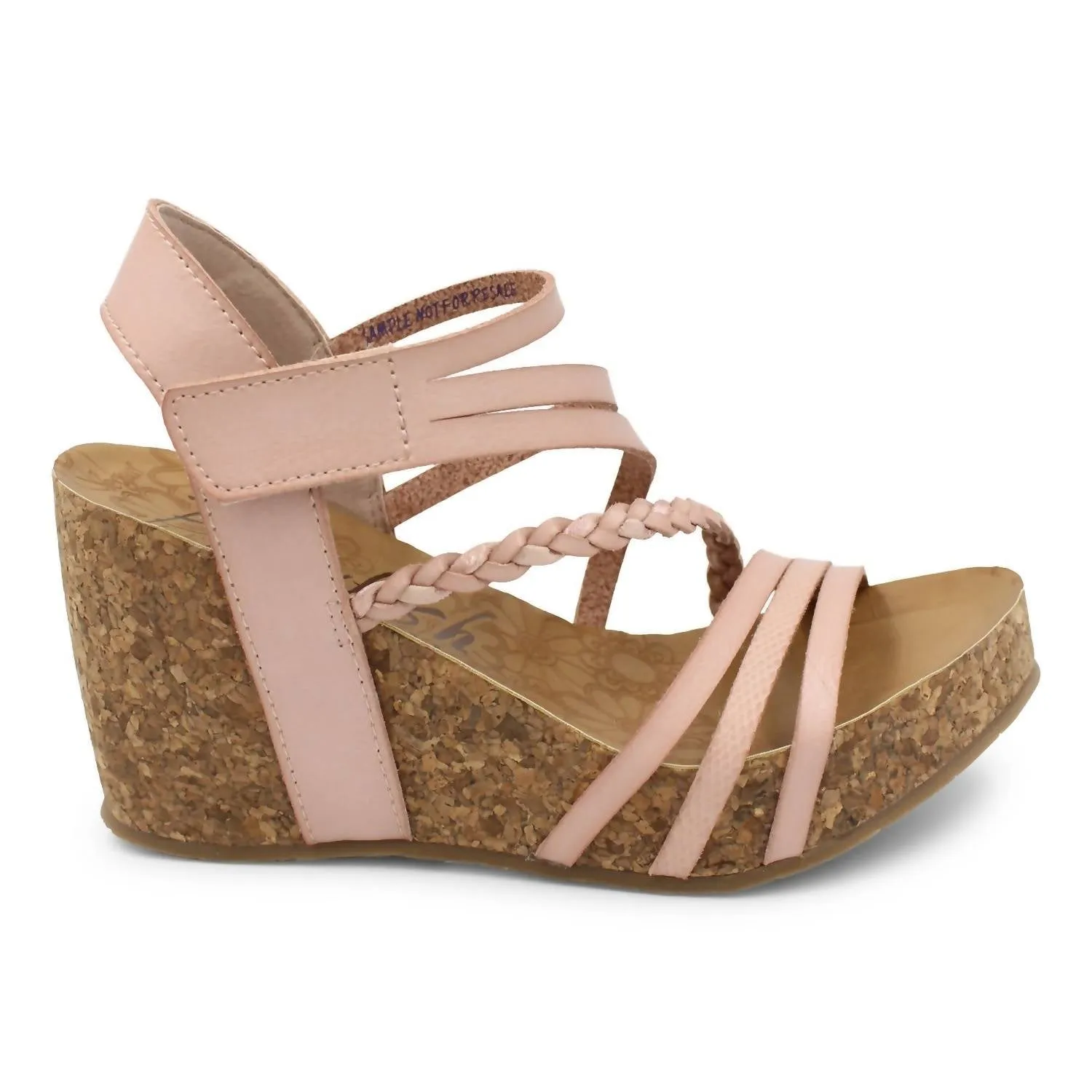 Women's Mandy-B Wedge Sandal In Pink Textured Tread Bare Foot