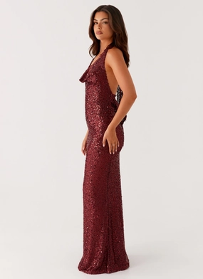 Sophisticated Waistband Fit Treasured Sequin Maxi Dress - Fuchsia
