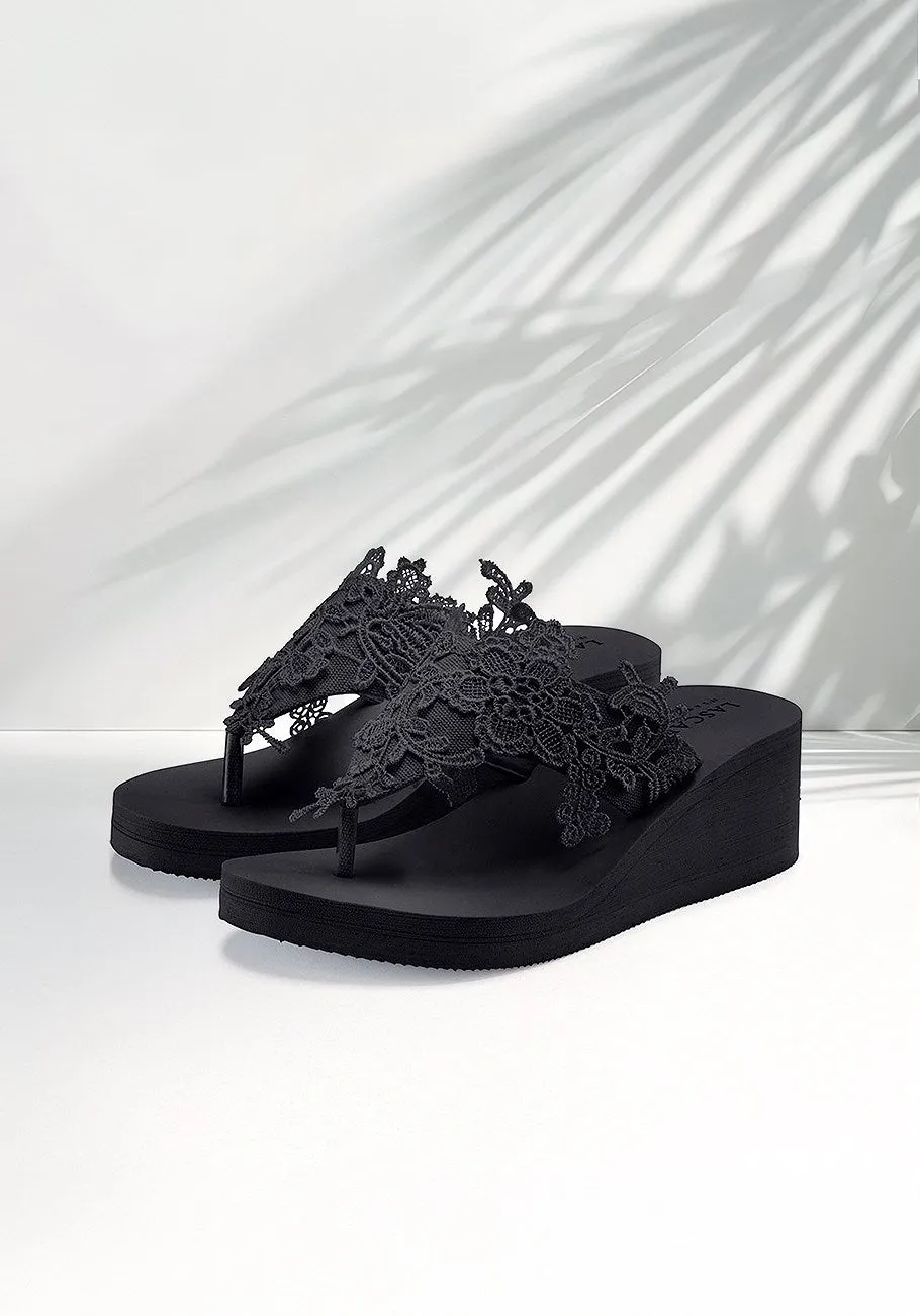 Clean Fit Lightweight Design LASCANA Women's Lace Detail Wedge Sandals