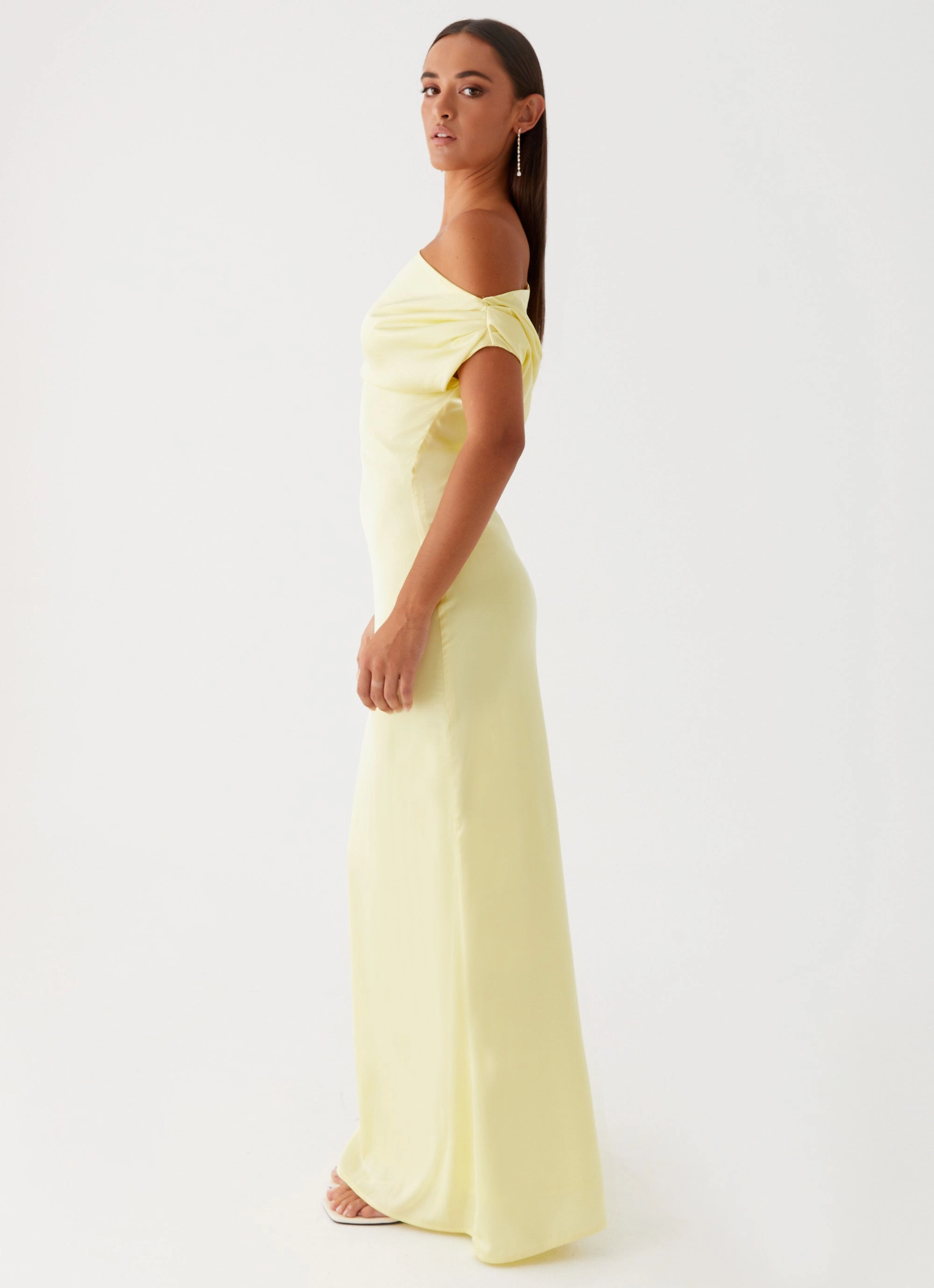 Soft fabric piece Heart Of Glass Satin Maxi Dress - Yellow