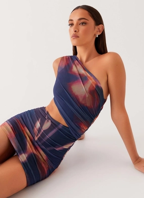 Addie Mini Dress - Midnight Bloom Subtle Charm