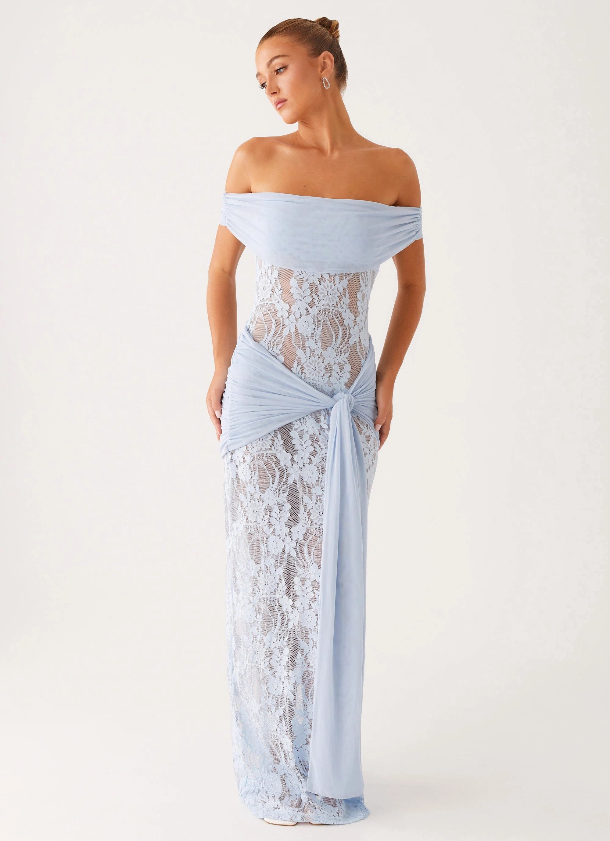 Linen Soft Gracie Twist Maxi Dress - Blue