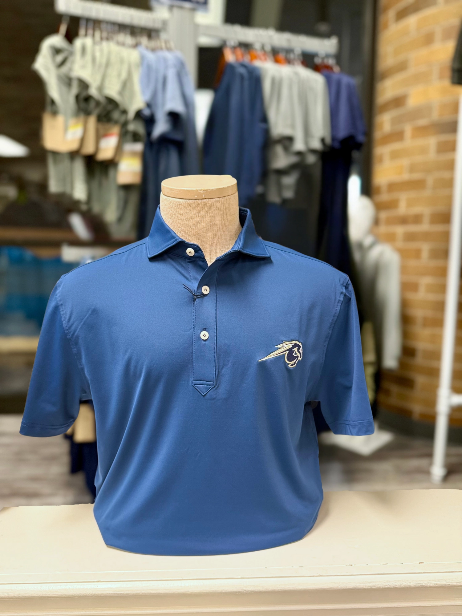 Turtleson Polo, navy, Charger Horse Layered Hem Detail