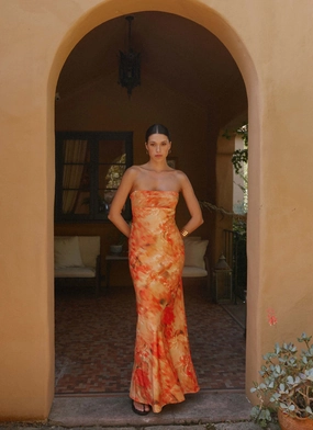 Neutral Layer Carmen Maxi Dress - Sunset Floral