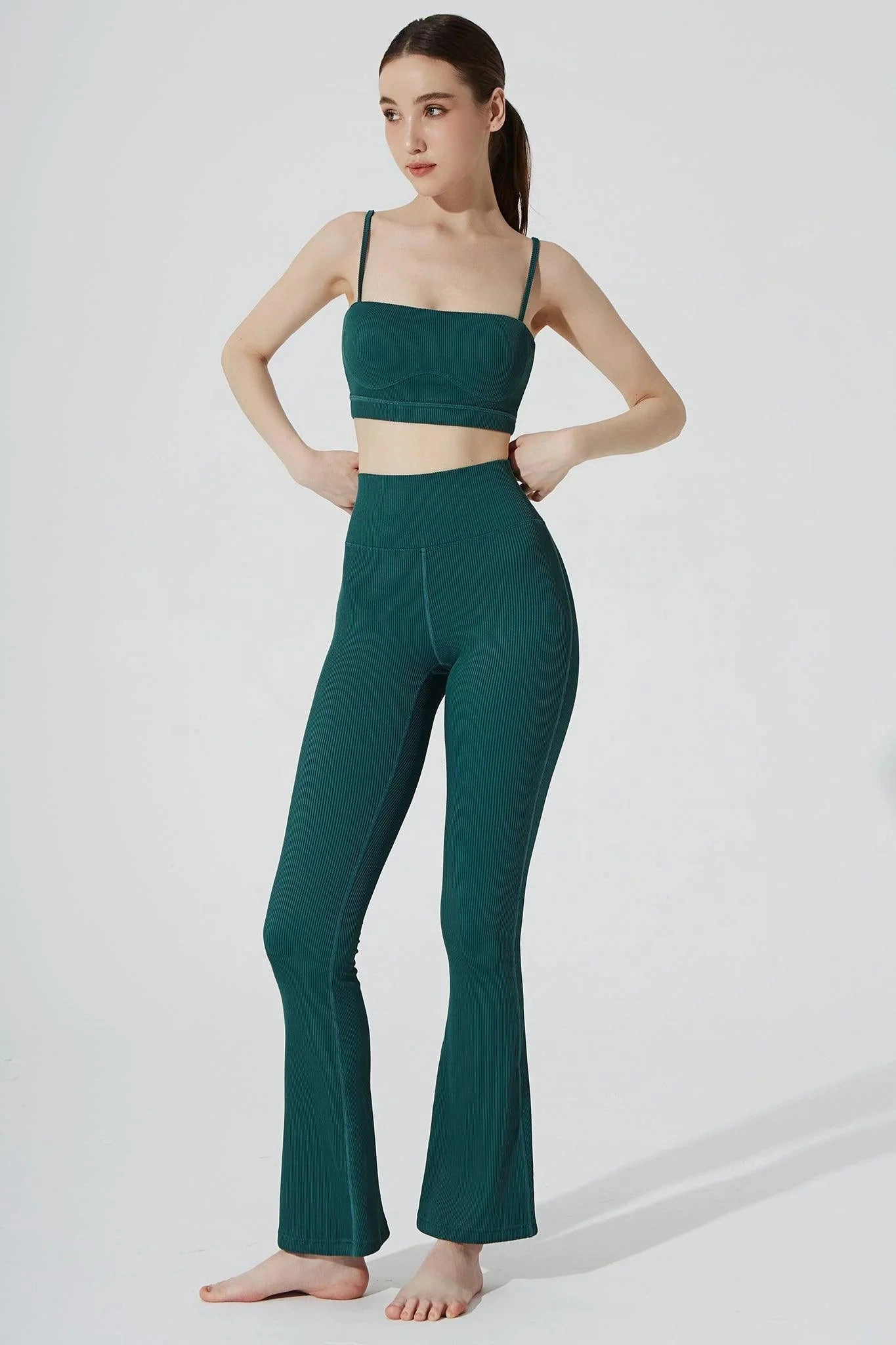 Non-slip Fit Evana Flare Ribbed Legging - Botanic