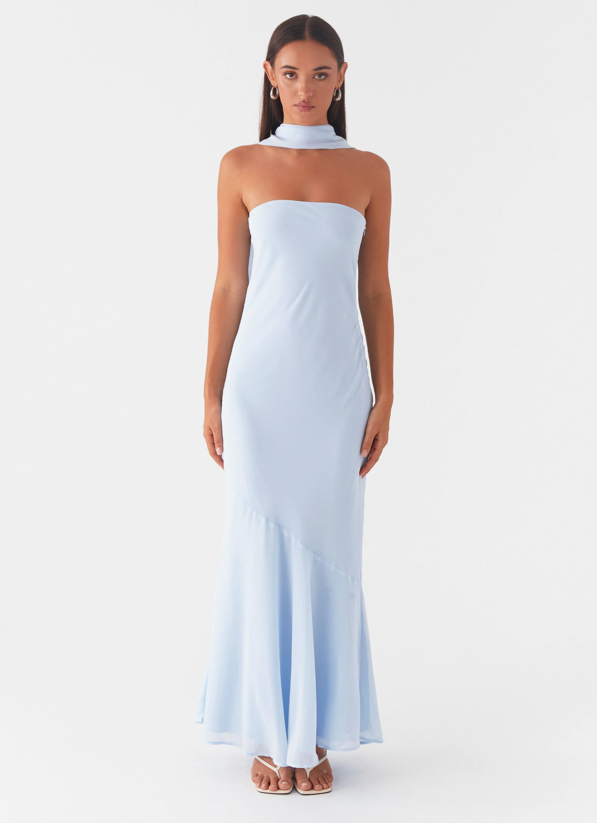 Under The Pagoda Maxi Dress - Blue Flattering Shape Design