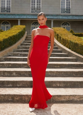 Timeless Design Morning Glow Under The Pagoda Maxi Dress - Red