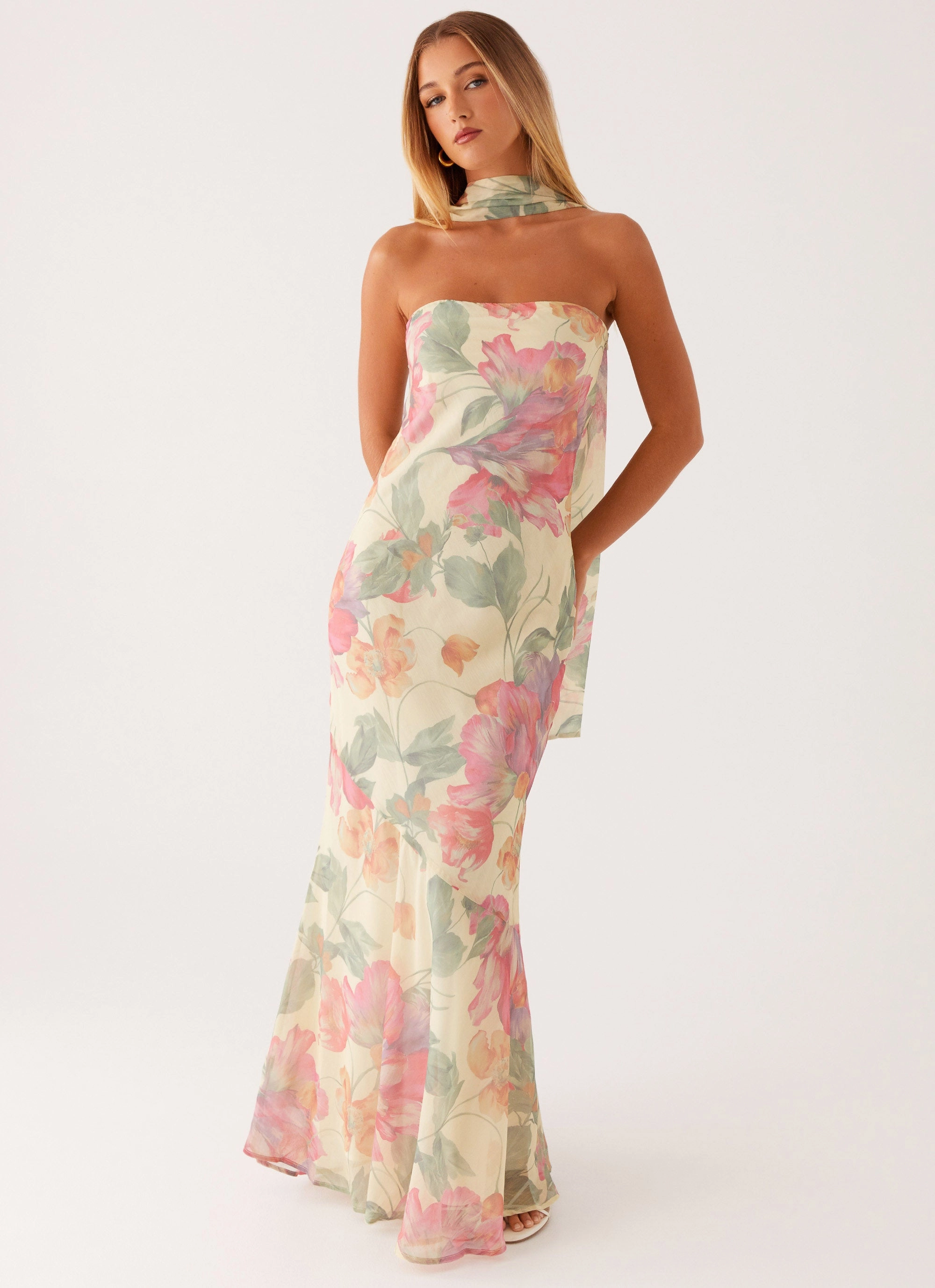 Under The Pagoda Maxi Dress - Yellow Peony Power Soft