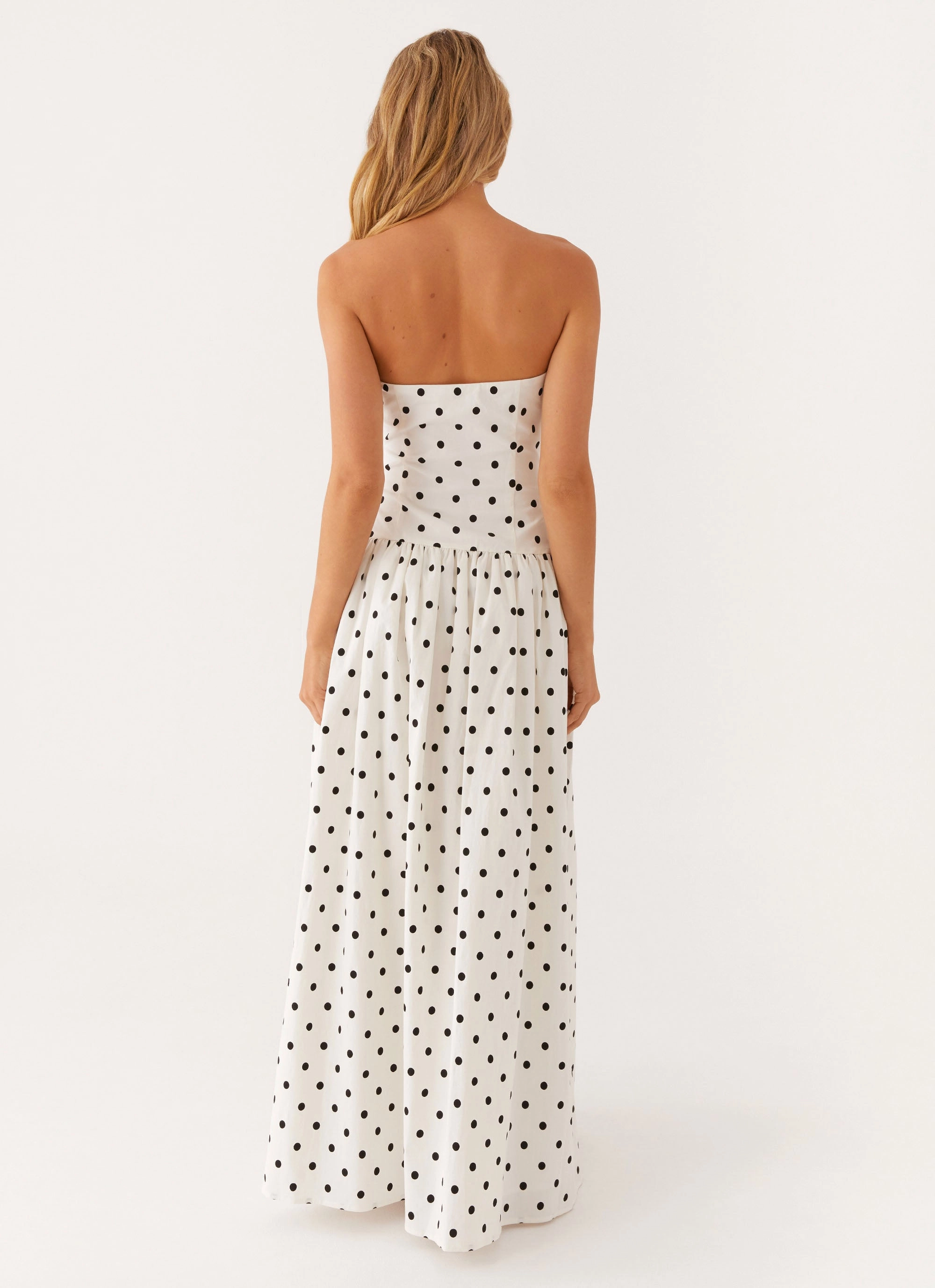 Andorra Maxi Dress - White Polkadot New Spirit