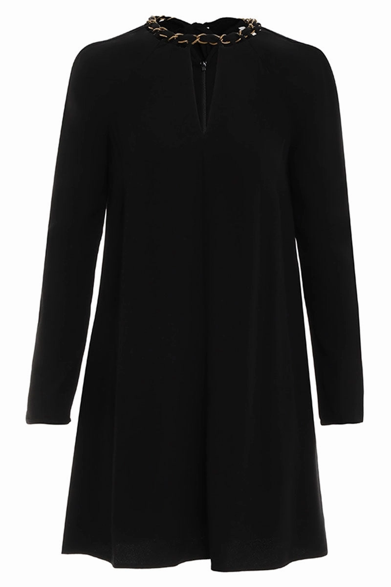 Chilly Weather Layer Chain Embellished Mini Dress