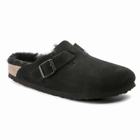 Unisex Boston Fur Shearling Clog In Black Water Resistant