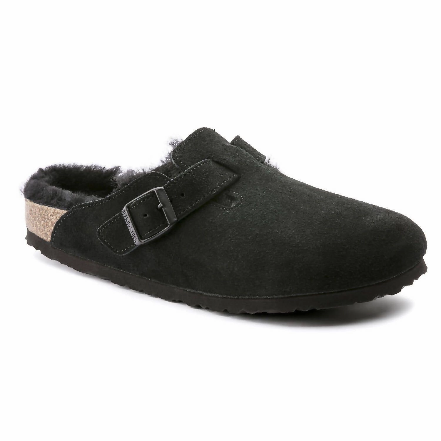 Unisex Boston Fur Shearling Clog In Black Water Resistant