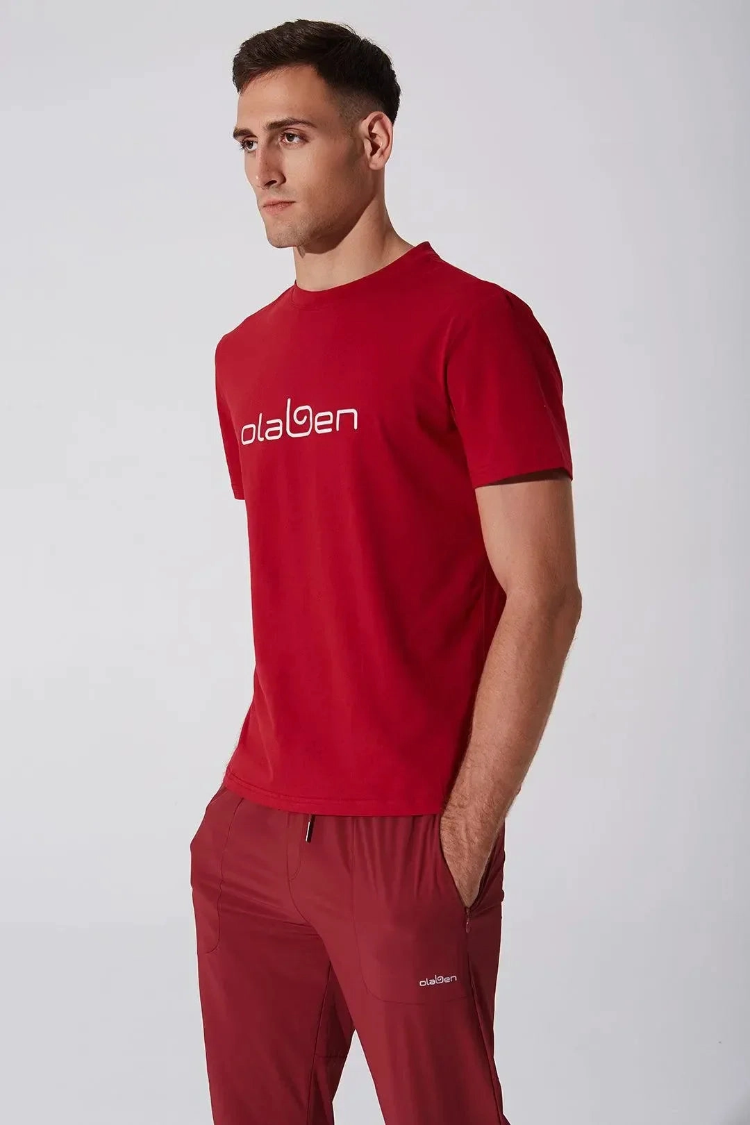 QuickDry Material Cozy and Light Unisex Olaben Tee - Red
