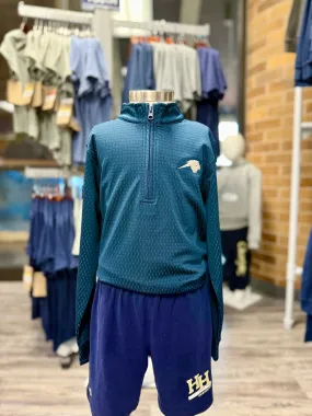 Personalized hypoallergenic Youth Textured 1/4 zip, navy, Charger Horse