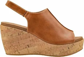 Sleek Summer Footwear Women's Weekend Plans Wedge Sandals In Cognac
