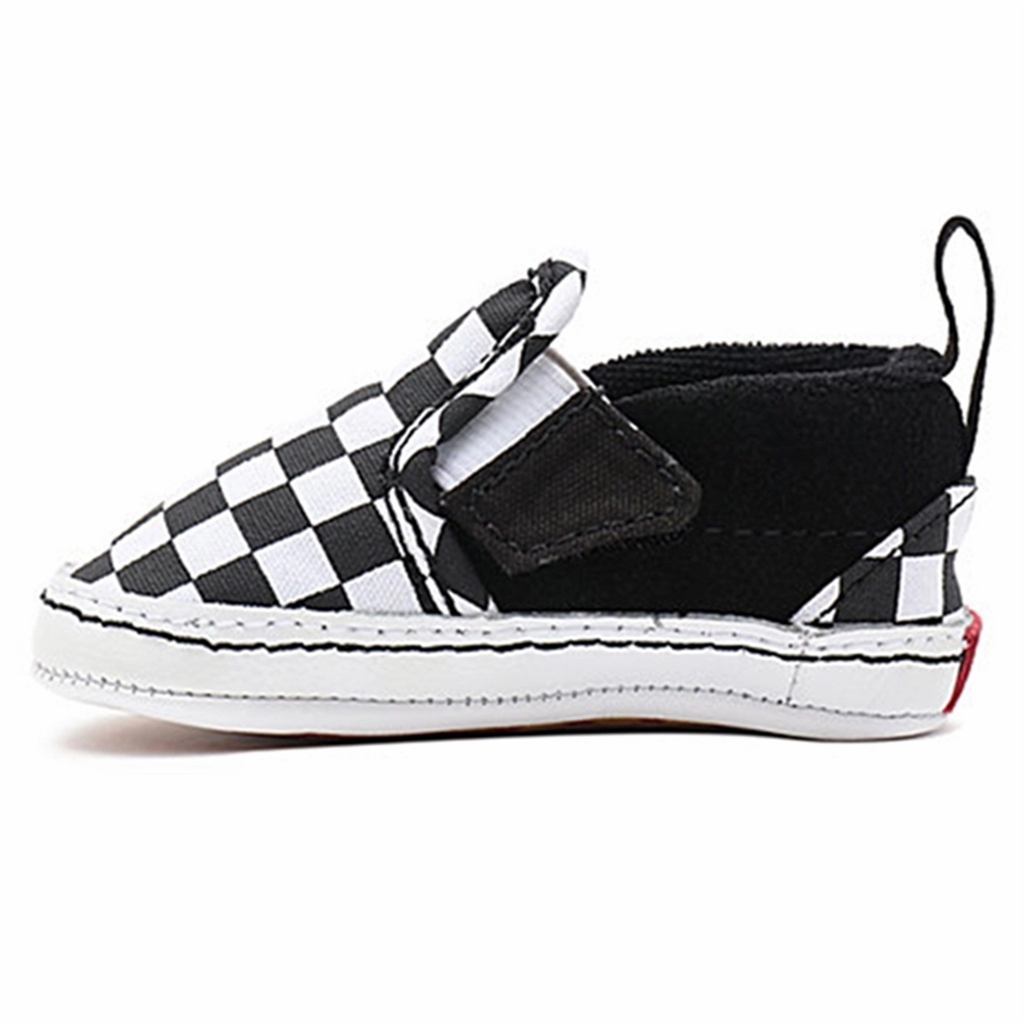 VANS IN Slip-On V Crib Sneakers Checker Black/True White Elastic Strap