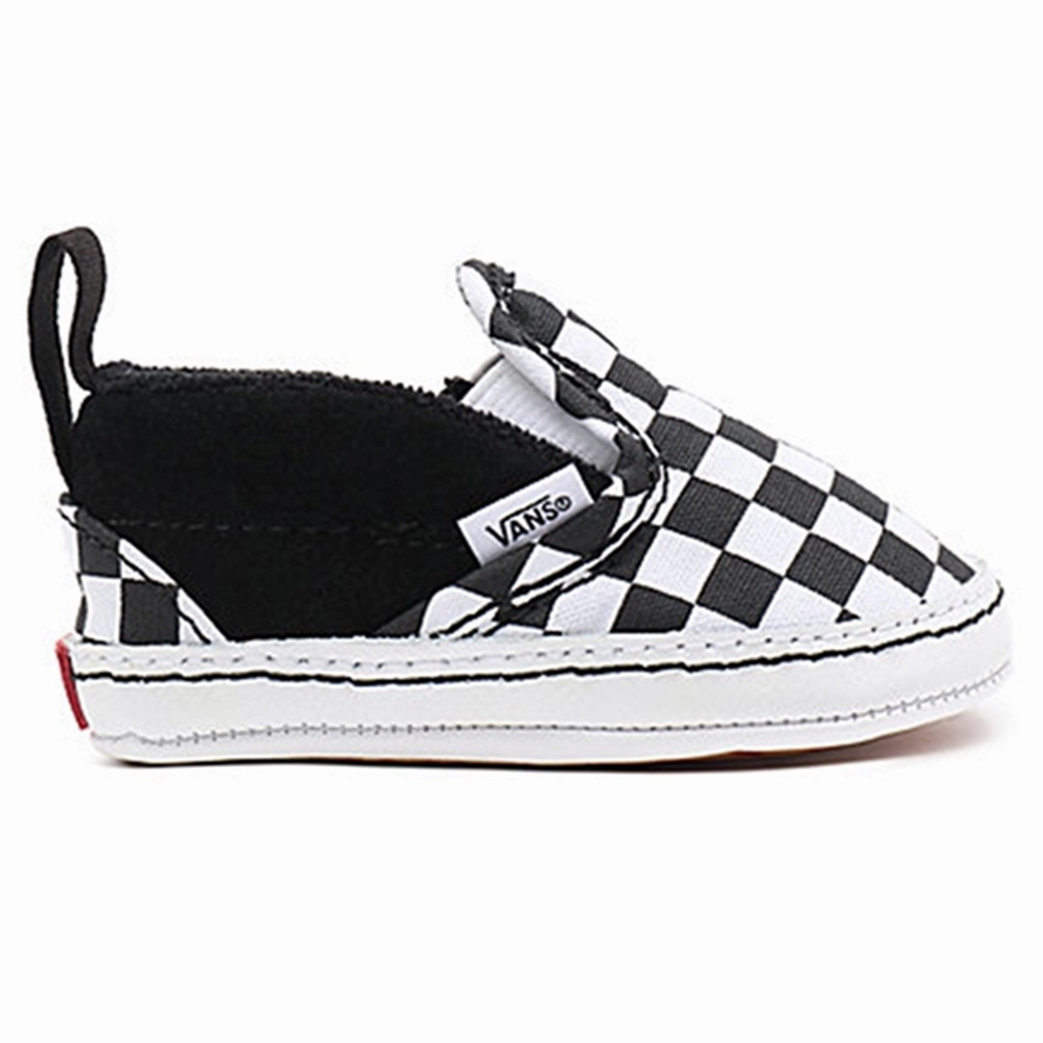 Full Coverage Lace Up Design VANS IN Slip-On V Crib Sneakers Checker Black/True White