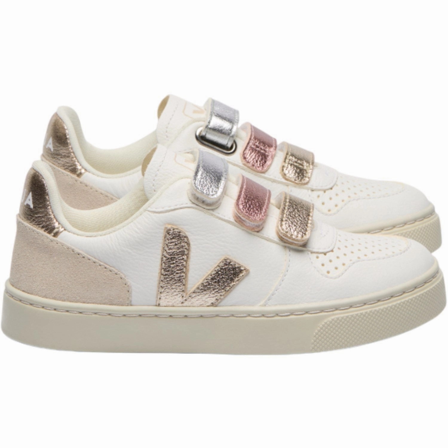 Veja Multico Extra White Shiny Small V-10 Sneakers Comfort Lifestyle Abrasion Defense