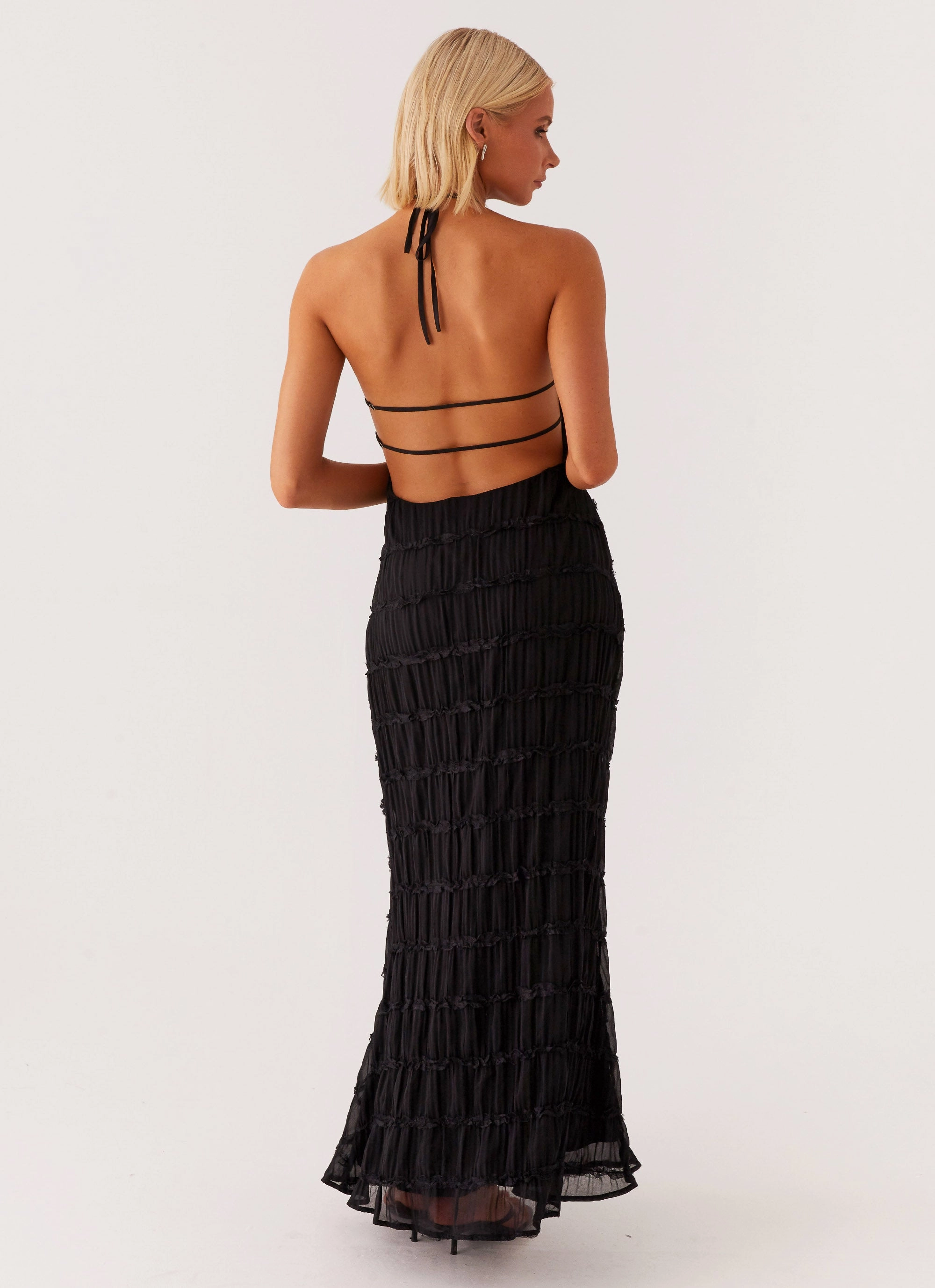 Aullie Maxi Dress - Black Smart and Sleek Light Weave