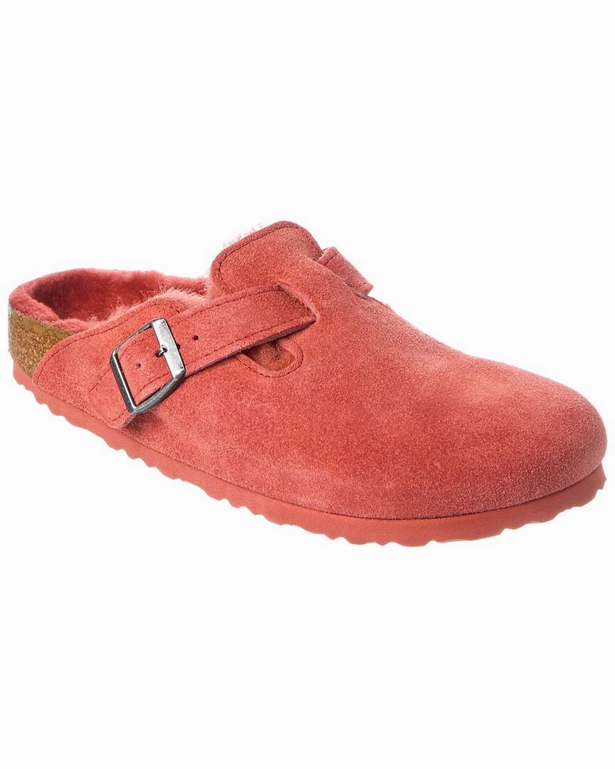 Birkenstock Boston VL Narrow Suede & Shearling Clog Simple Travel Shoes Comfort Fit Socks