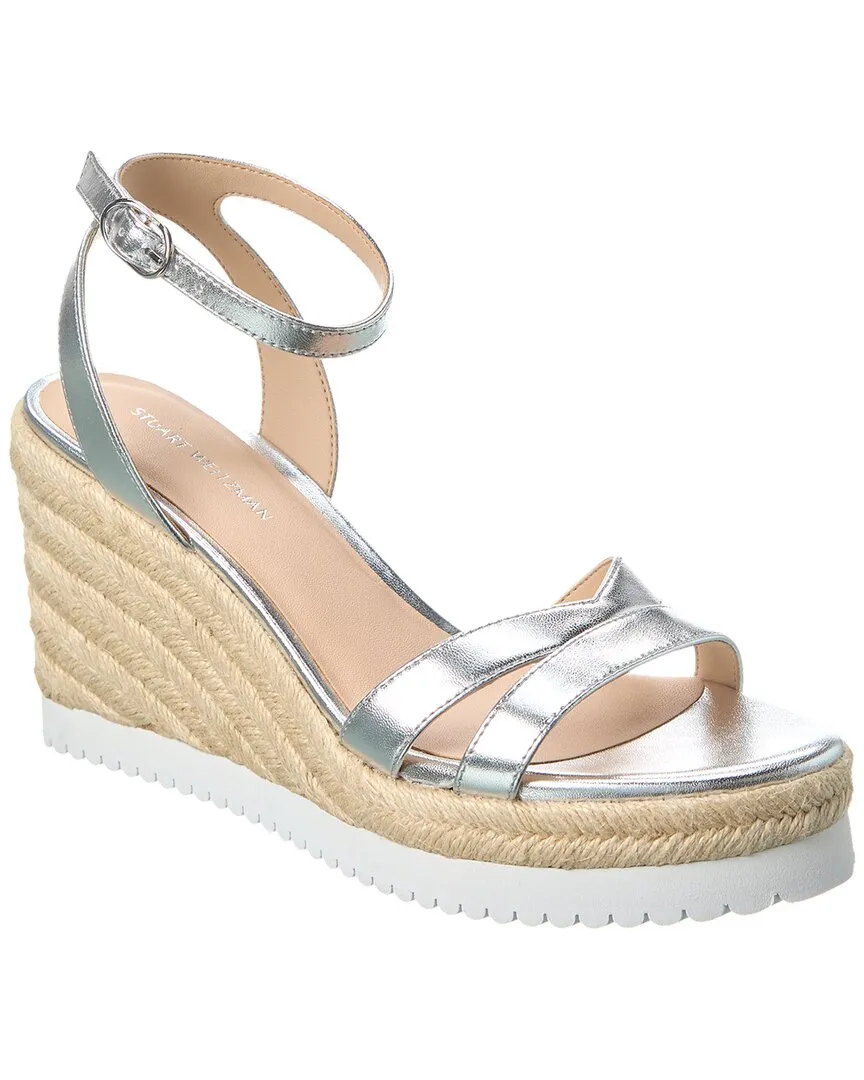 Preppy Pop Stuart Weitzman Catlina Leather Espadrille Wedge Sandal