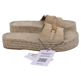 Leather Upper Silver Glow Versace Medusa '95 Platform Sandals in Beige Suede