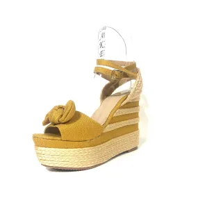 Xiomara Wedge Heels In Yellow Marigold Functional Walking Shoes Water Drainage Channels