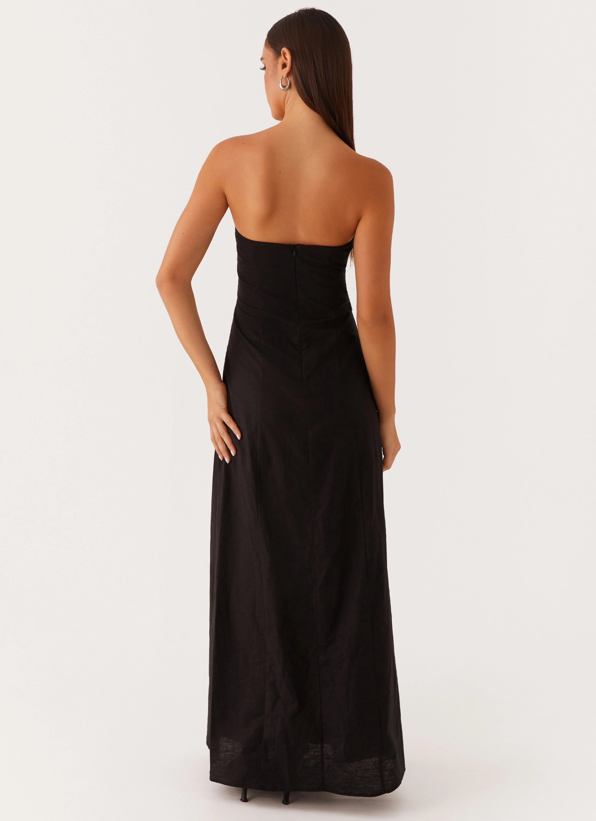 Tayla Linen Maxi Dress - Black Sleek Silhouette Spring Flow