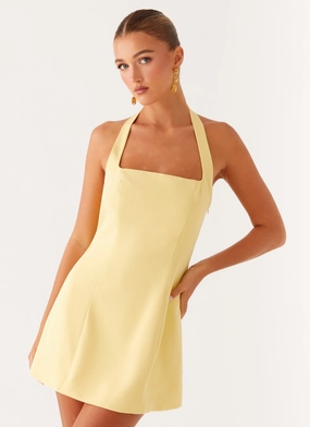 Remi Halter Mini Dress - Yellow Formed Look