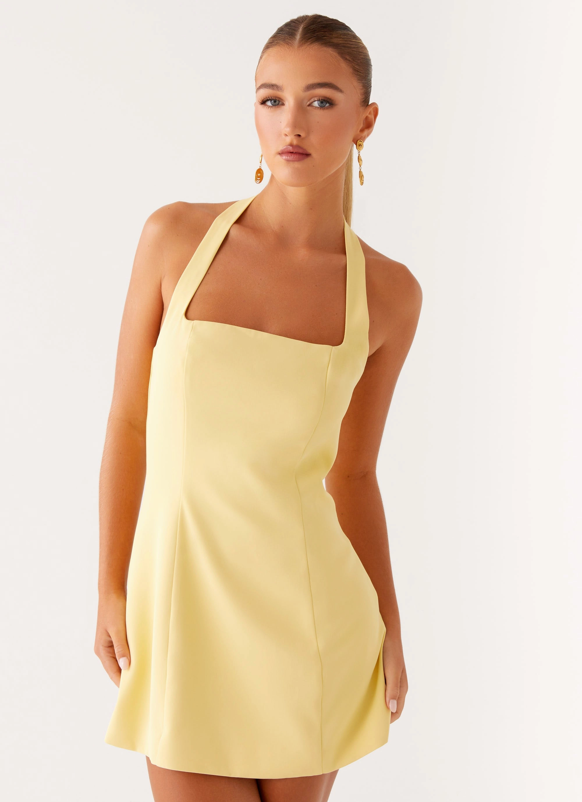 Remi Halter Mini Dress - Yellow Fall Comfort Timeless and Comfortable