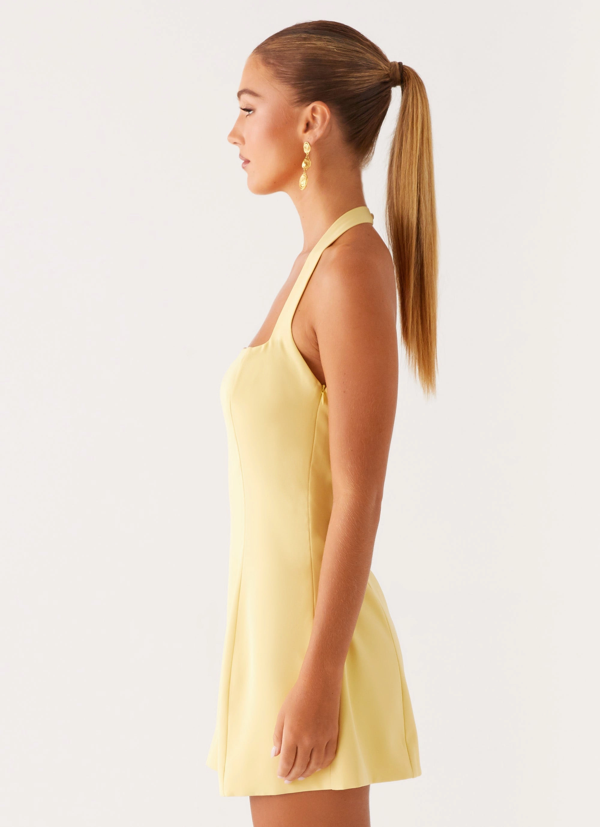 Remi Halter Mini Dress - Yellow Chic and Cozy Wear