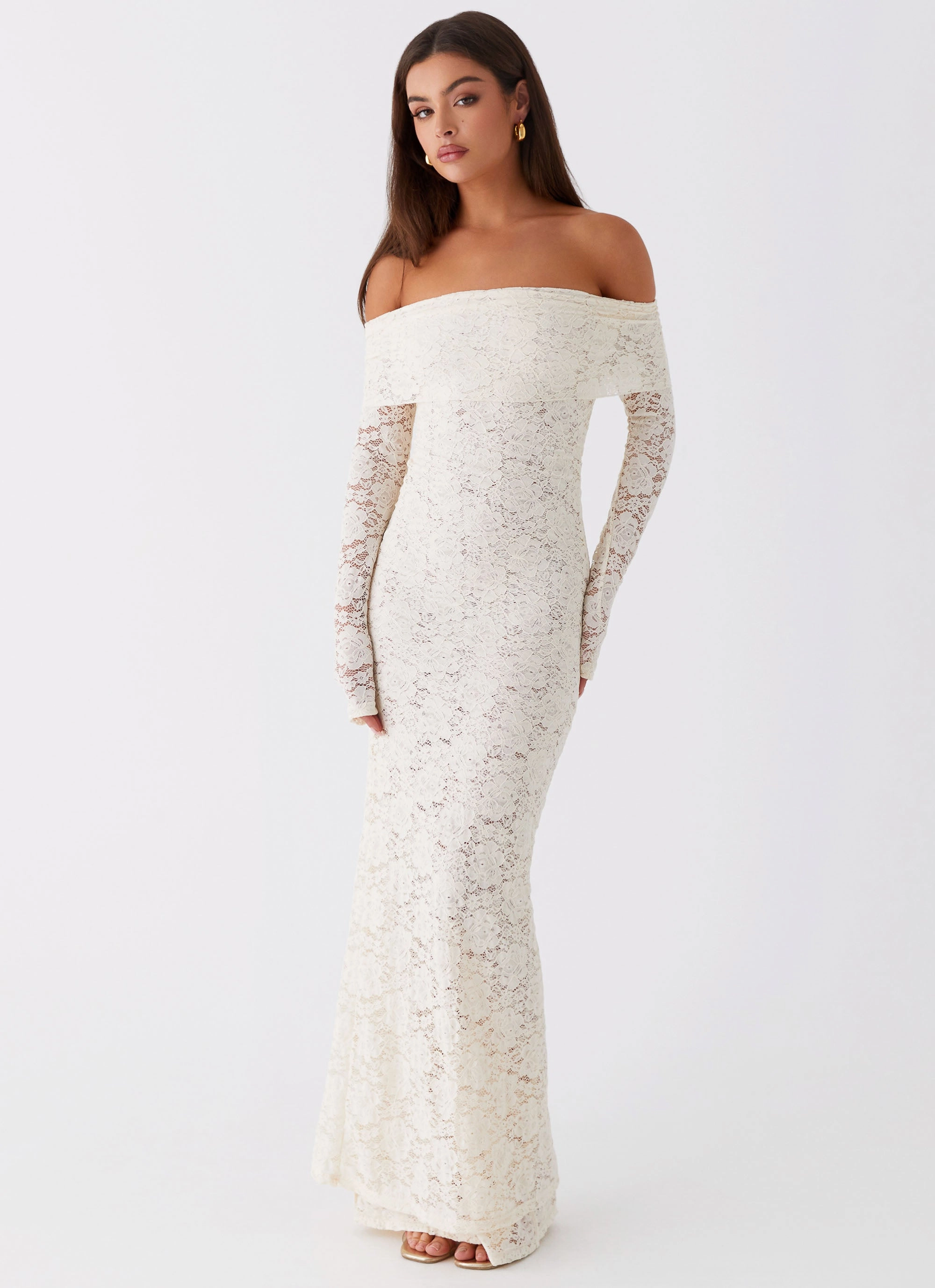 Yours Always Lace Maxi Dress - Ivory Work Appropriate wrap waist