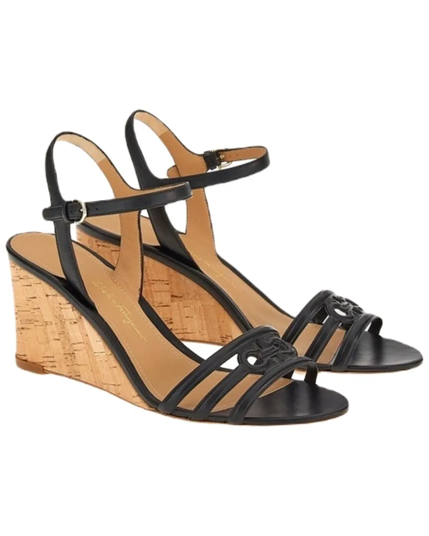 Minimal Feel Comfy Open-toe Shoes Ferragamo Fieri Leather Wedge Sandal