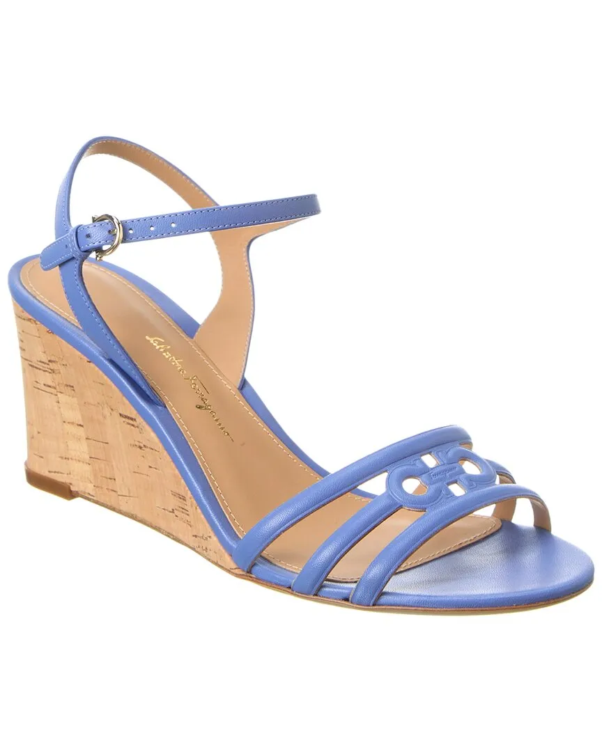 Versatile Walking Shoes Comfy Sandals for Travel Ferragamo Fieri Leather Wedge Sandal