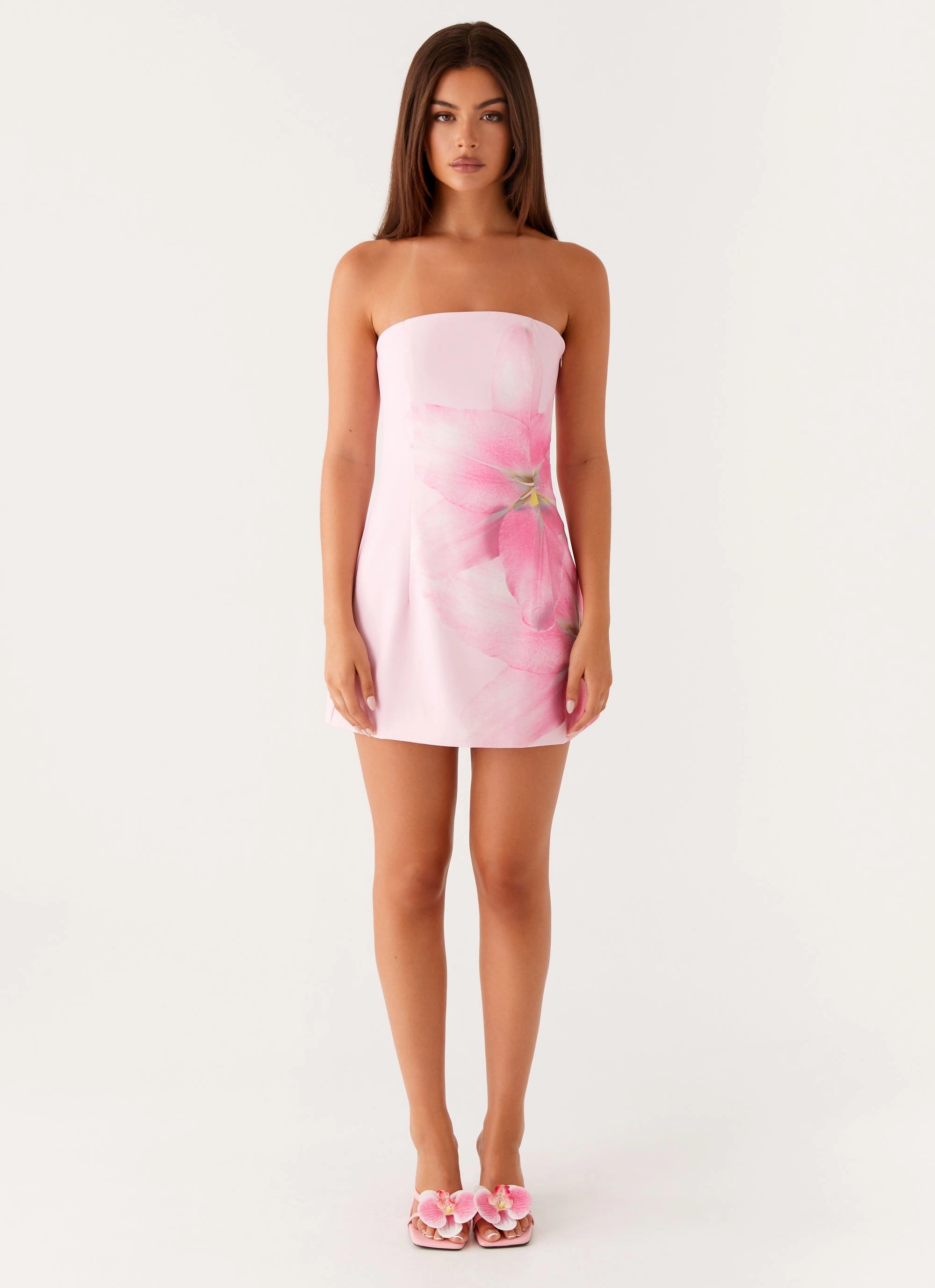 Family Glow Romantic-Style Sugar Rush Strapless Mini Dress - Pink