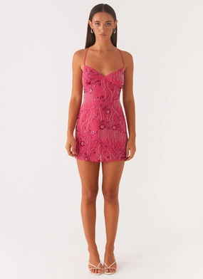 Vietta Sequin Cami Mini Dress - Fuchsia Perfectly Fit Look