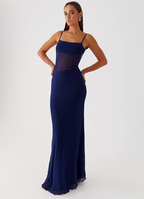 Miranda Maxi Dress - Navy Cool Finish