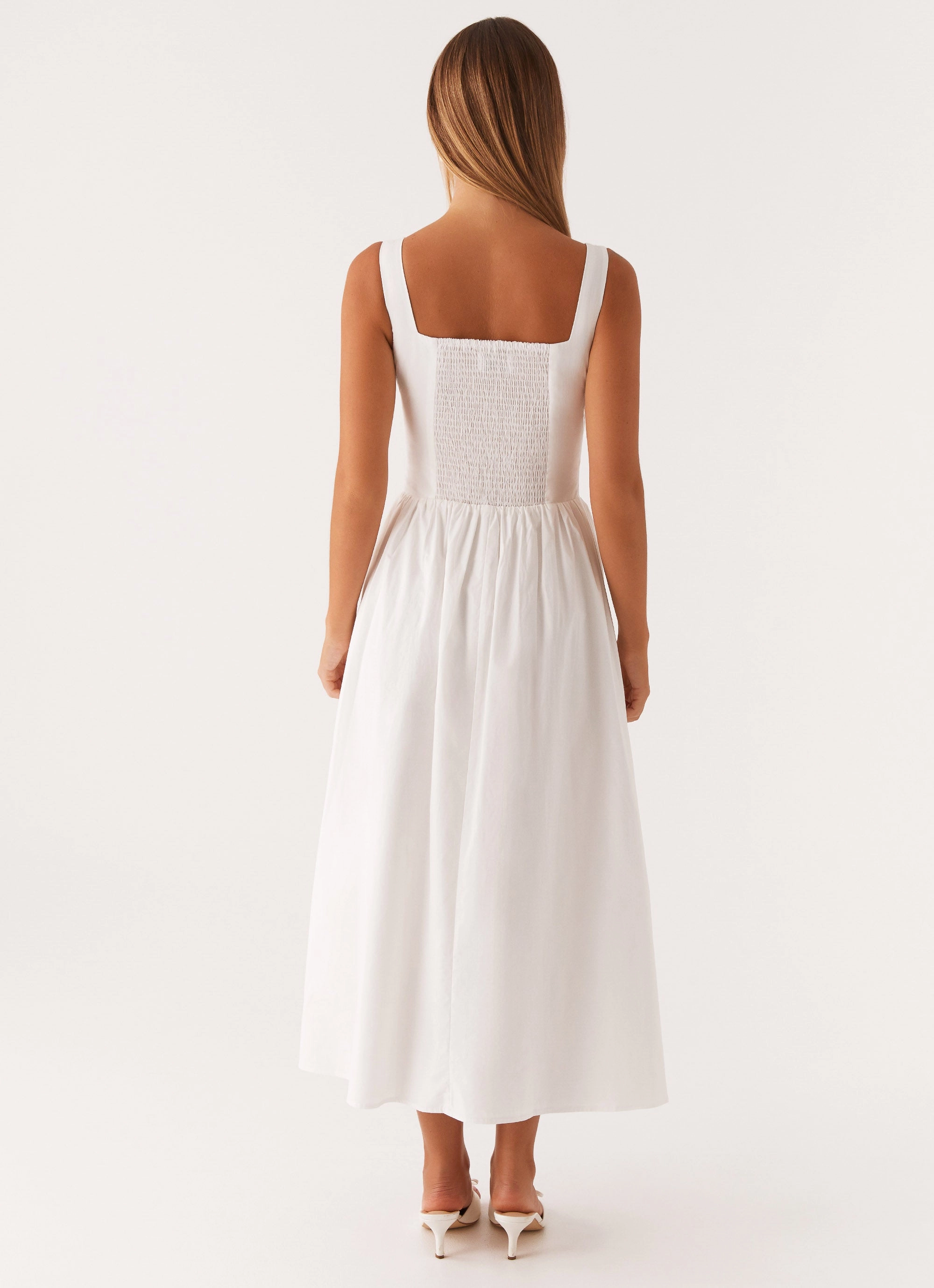 Waiting On You Midi Dress - White Comfy and Relaxed Crisp Silhouette