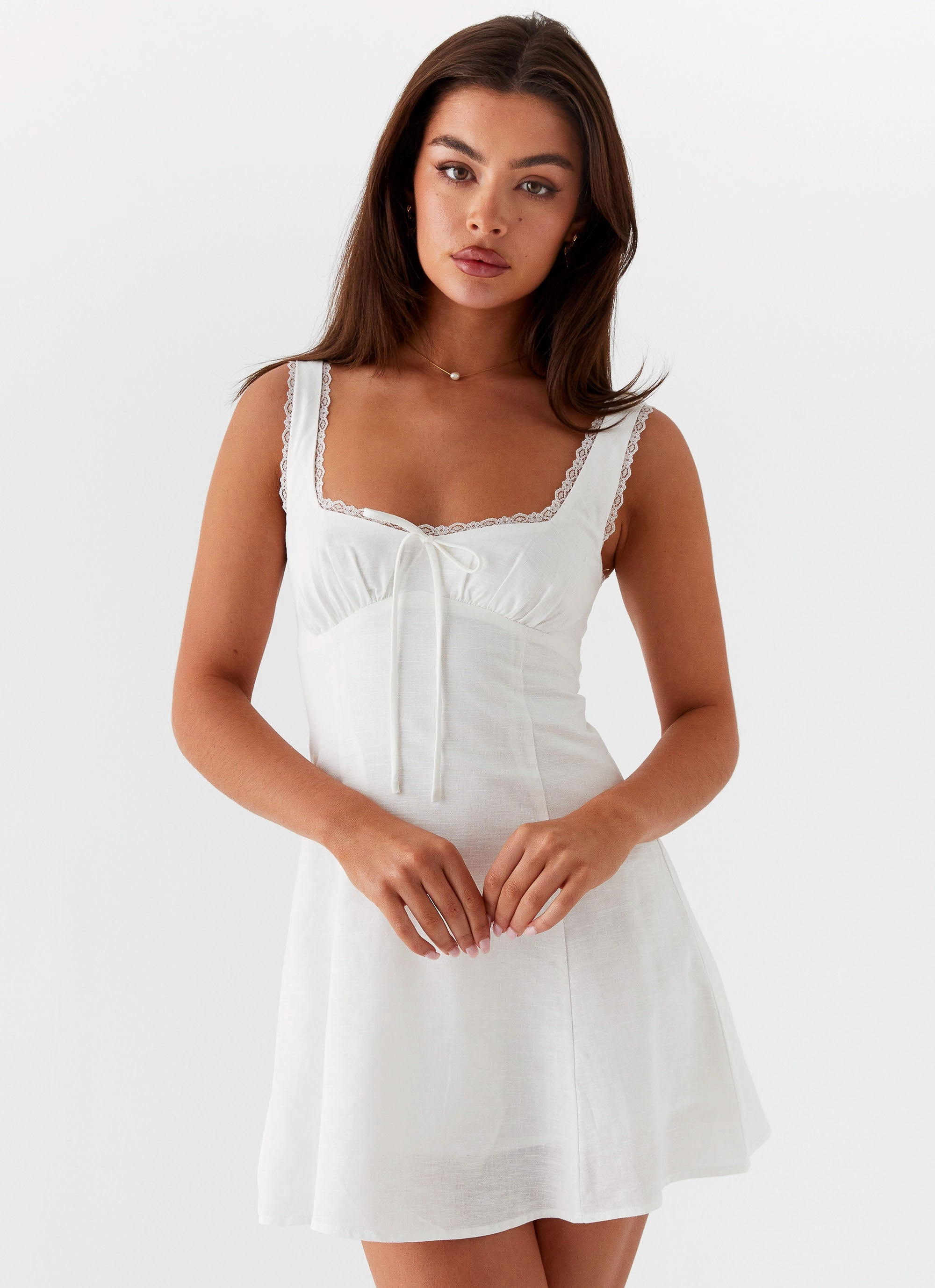 Clasp-Closure Rowena Mini Dress - White